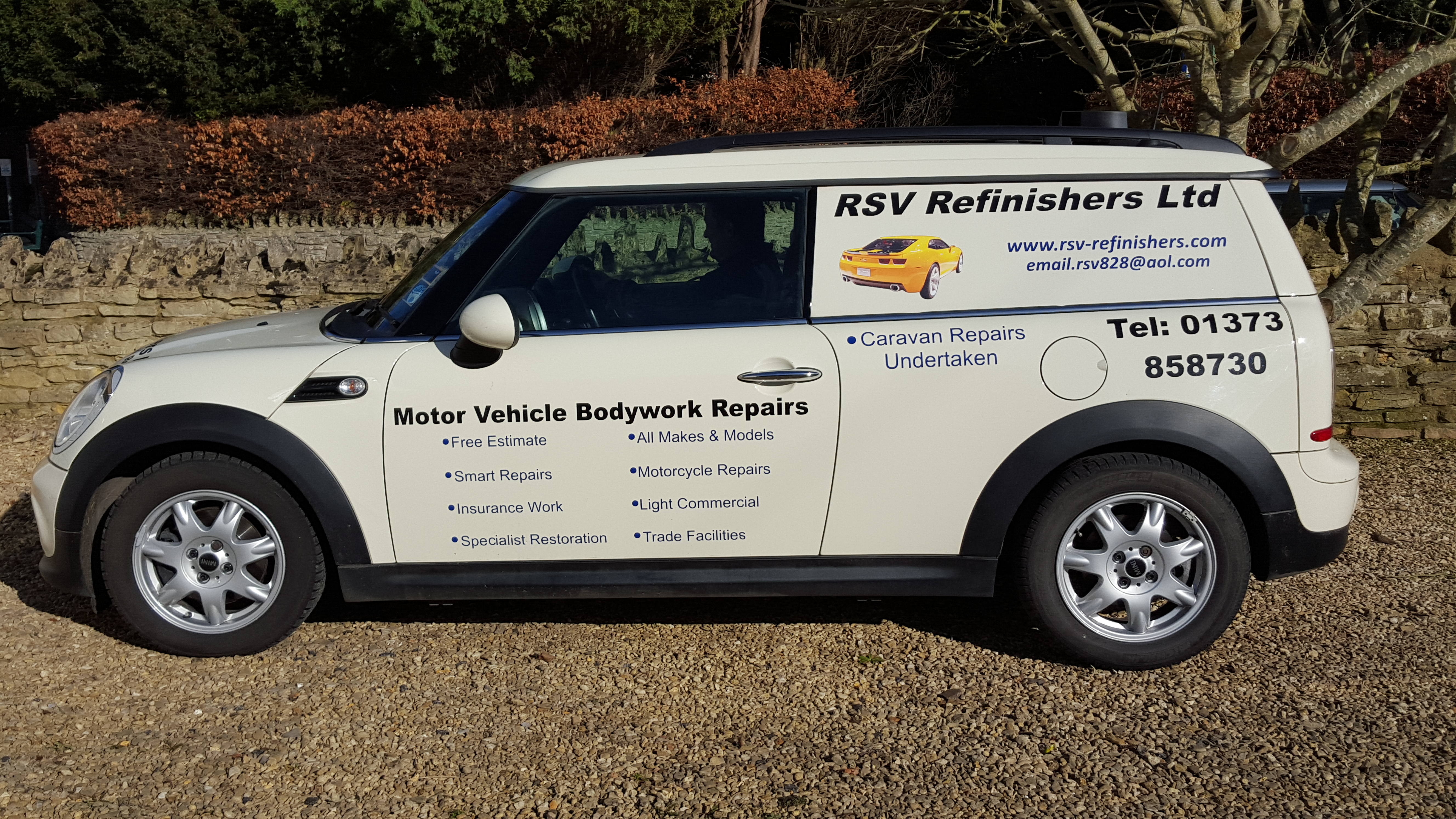 A craftsman from RSV Refinishers Westbury working on a vehicle repair